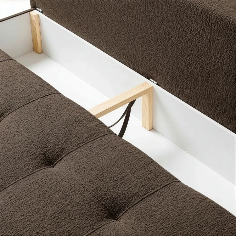 Sofa rozkładana ELVA mocca – boucle, funkcja spania 142 × 197 cm