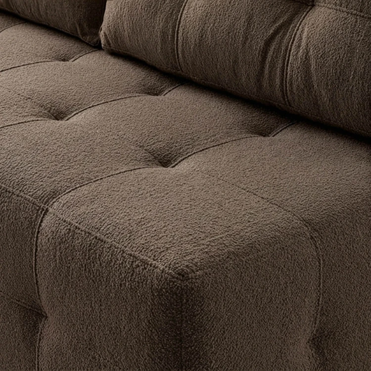 Sofa rozkładana ELVA mocca – boucle, funkcja spania 142 × 197 cm