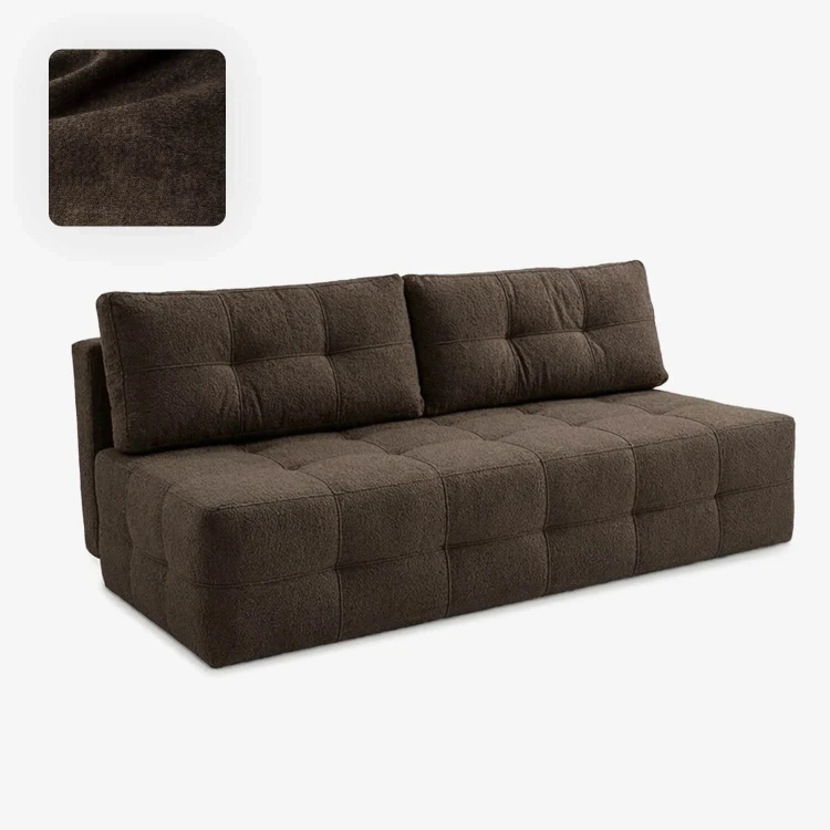 Sofa rozkładana ELVA mocca – boucle, funkcja spania 142 × 197 cm