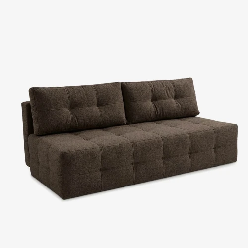 Sofa rozkładana ELVA mocca – boucle, funkcja spania 142 × 197 cm