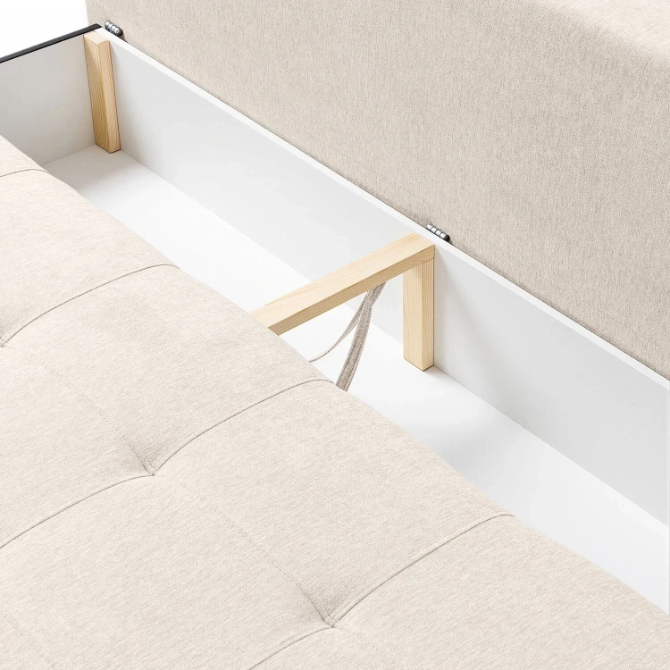 Sofa rozkładana NOVA kremowa - tkanina funkcja spania 142x197 cm
