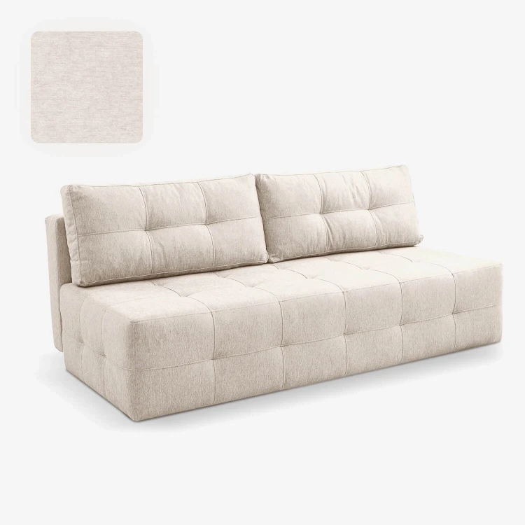 Sofa rozkładana NOVA kremowa - tkanina funkcja spania 142x197 cm