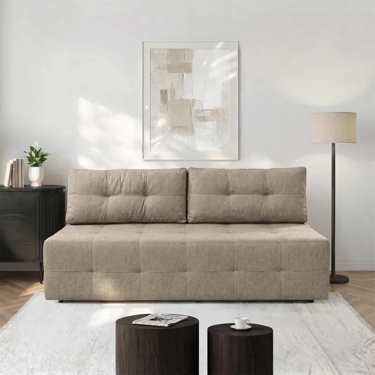 Sofa rozkładana NOVA beżpwa- tkanina funkcja spania 142x197 cm