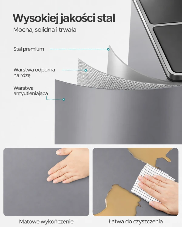 Kosz na śmieci do segregacji 2x30l Szary z pedałami + 15 worków GRATIS