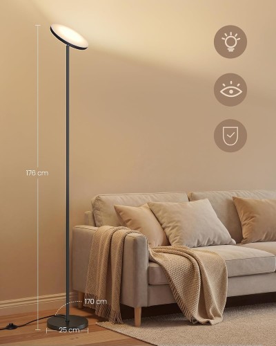 Lampa podłogowa LED 15 W 1500 lm z regulacją jasności i barwy – czarna