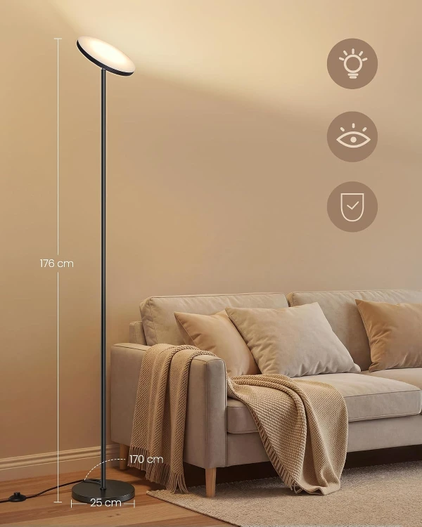 Lampa podłogowa LED 15 W 1500 lm z regulacją jasności i barwy – czarna