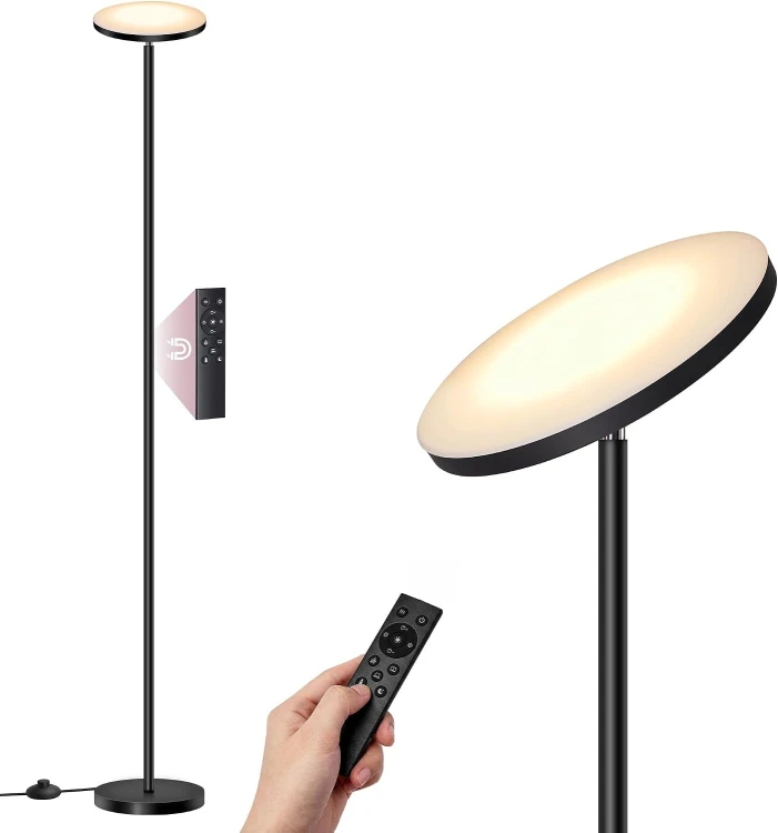 Lampa podłogowa LED 15 W 1500 lm z regulacją jasności i barwy – czarna