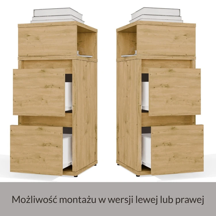 Szafka nocna TAVI 2 szuflady z półką Dąb Artisan 27 cm