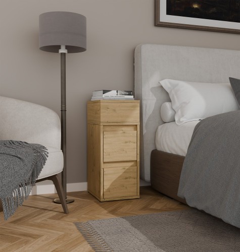 Szafka nocna TAVI 2 szuflady z półką Dąb Artisan 27 cm
