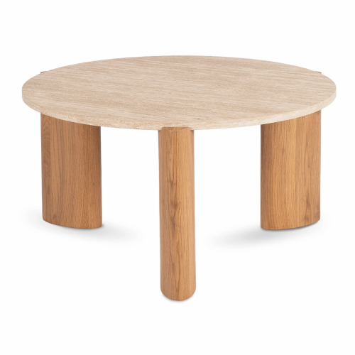 Stolik kawowy CIRUS 80 cm Trawertyn/Dąb