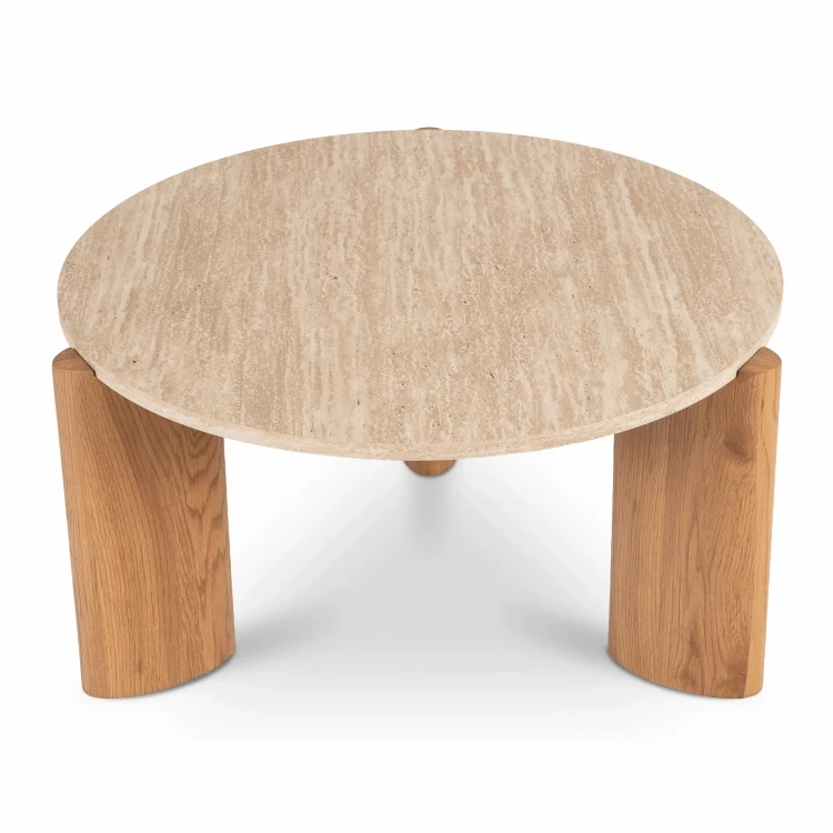 Stolik kawowy CIRUS 80 cm Trawertyn/Dąb