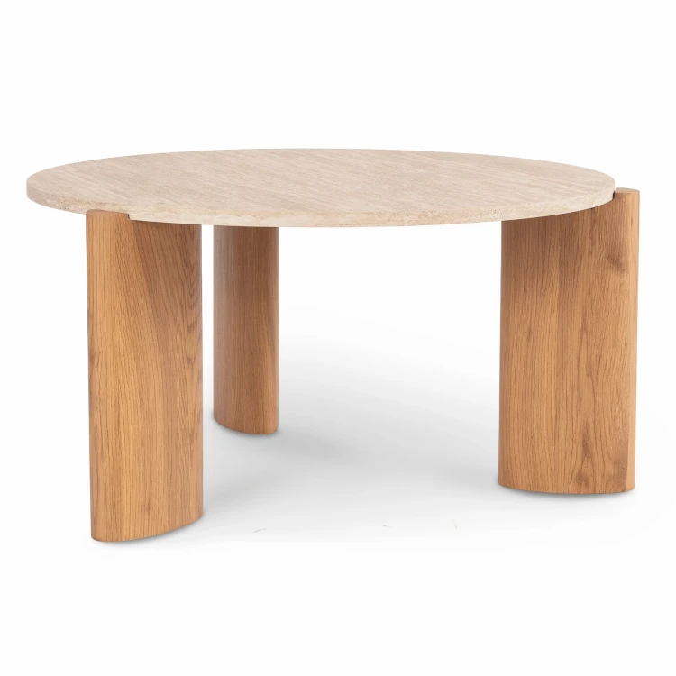 Stolik kawowy CIRUS 80 cm Trawertyn/Dąb