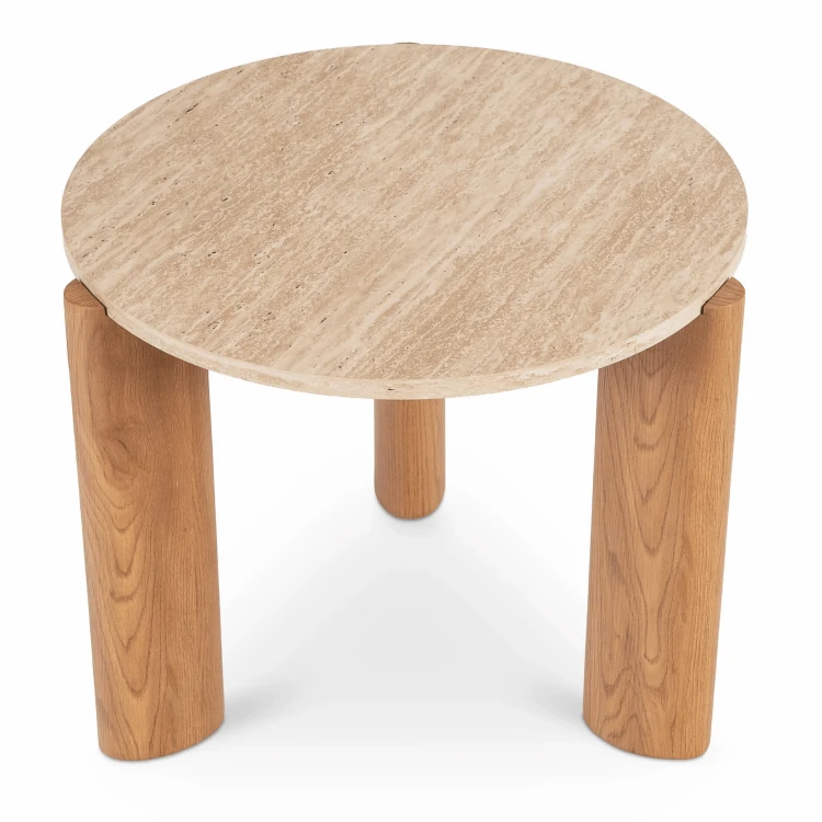 Stolik kawowy / boczny CIRUS 60 cm Trawertyn/Dąb