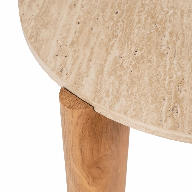 Stolik kawowy / boczny CIRUS 60 cm Trawertyn/Dąb