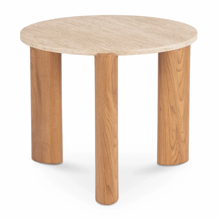 Stolik kawowy / boczny CIRUS 60 cm Trawertyn/Dąb