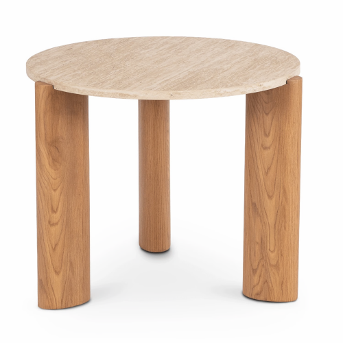 Stolik kawowy / boczny CIRUS 60 cm Trawertyn/Dąb