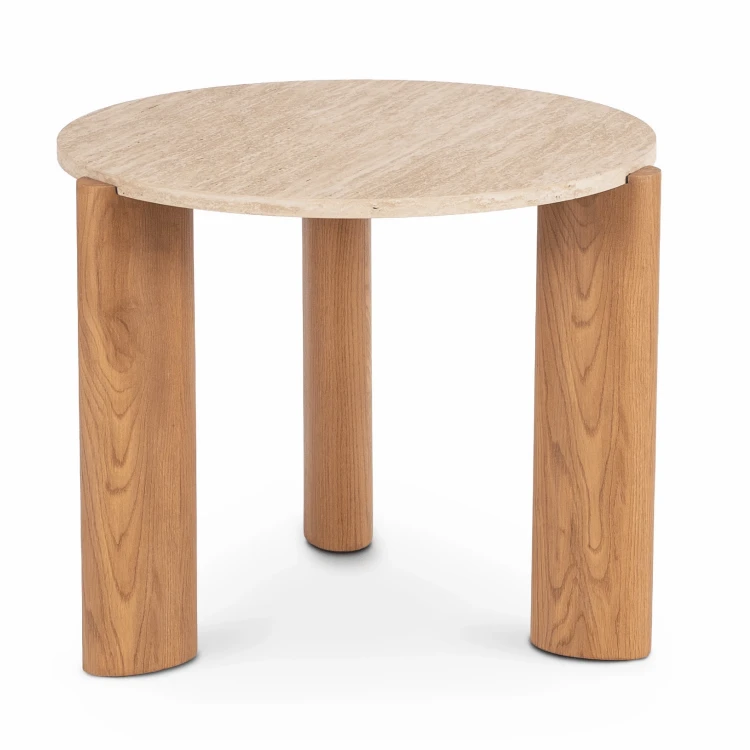 Stolik kawowy / boczny CIRUS 60 cm Trawertyn/Dąb