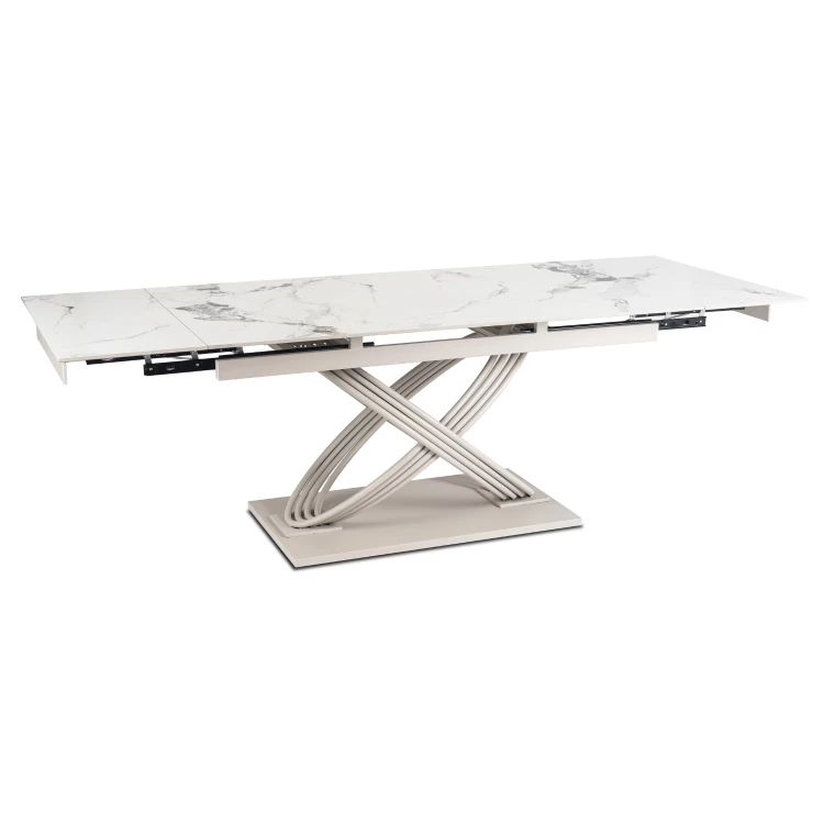 Stół do jadalni NIVO Ceramiczny Rozkładany 160-240 cm Biały Marmur/Kaszmir