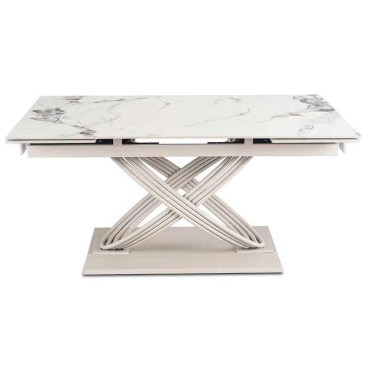 Stół do jadalni NIVO Ceramiczny Rozkładany 160-240 cm Biały Marmur/Kaszmir
