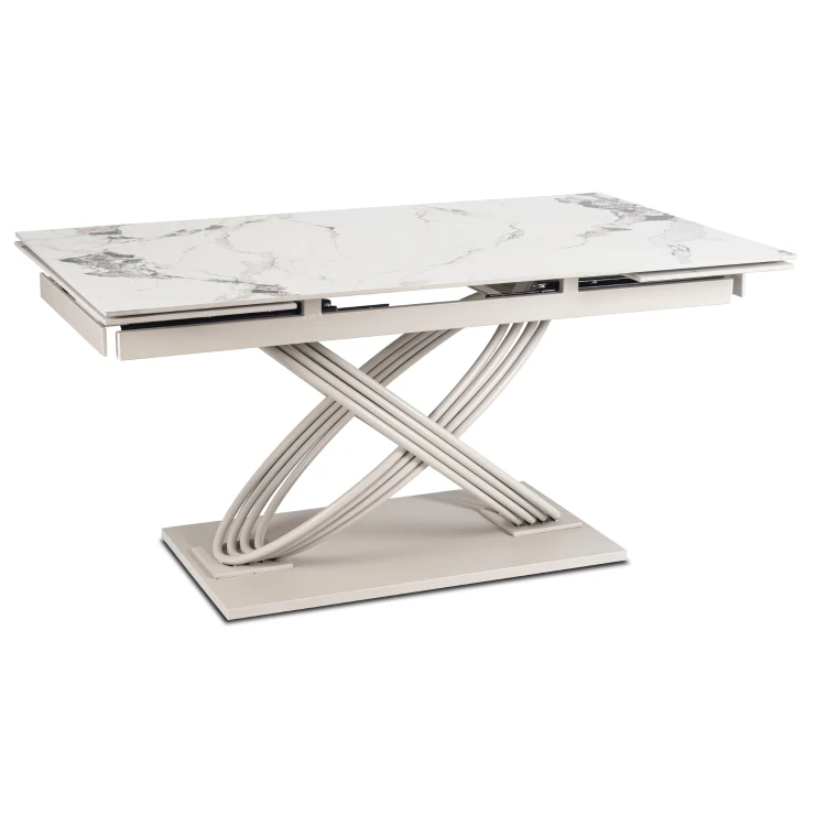 Stół do jadalni NIVO Ceramiczny Rozkładany 160-240 cm Biały Marmur/Kaszmir