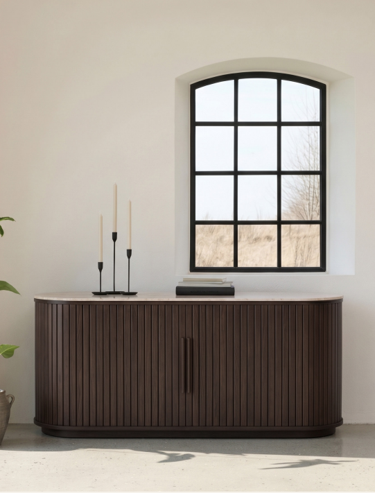 Komoda NORTH dąb espresso/blat ceramiczny 165 cm