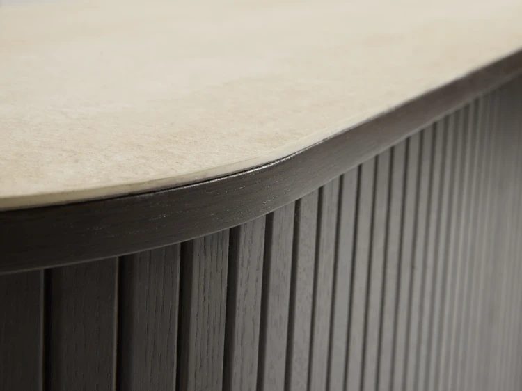 Szafka RTV NORTH w kolorze dąb espresso/blat ceramiczny 180 cm (