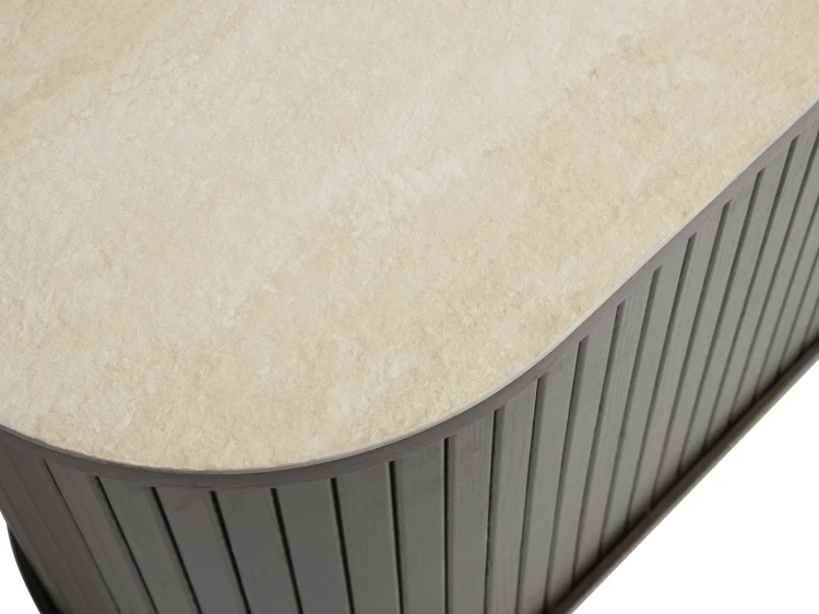 Szafka RTV NORTH w kolorze dąb espresso/blat ceramiczny 180 cm (