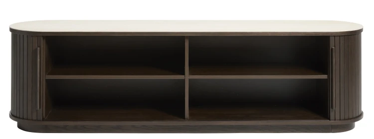 Szafka RTV NORTH w kolorze dąb espresso/blat ceramiczny 180 cm (
