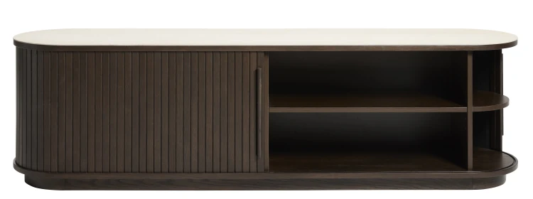 Szafka RTV NORTH w kolorze dąb espresso/blat ceramiczny 180 cm (