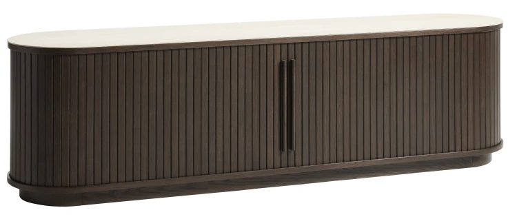 Szafka RTV NORTH w kolorze dąb espresso/blat ceramiczny 180 cm (