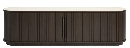 Szafka RTV NORTH w kolorze dąb espresso/blat ceramiczny 180 cm (