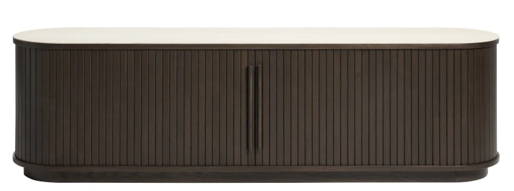 Szafka RTV NORTH w kolorze dąb espresso/blat ceramiczny 180 cm (