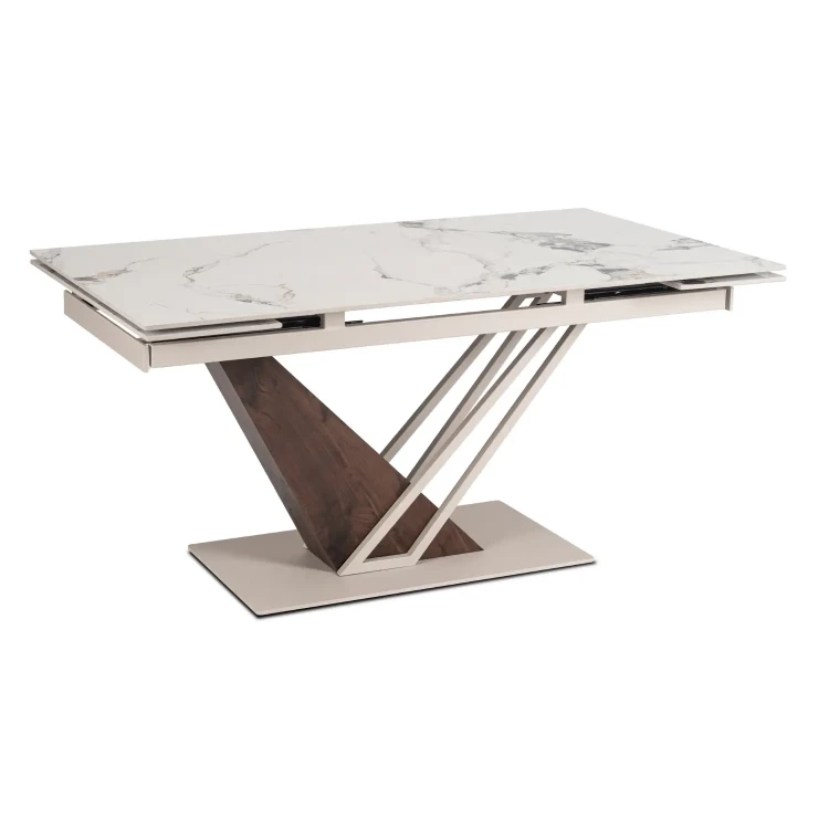 Stół do jadalni NEXO Ceramiczny Rozkładany 160-220 cm Biały Marmur/Kaszmir