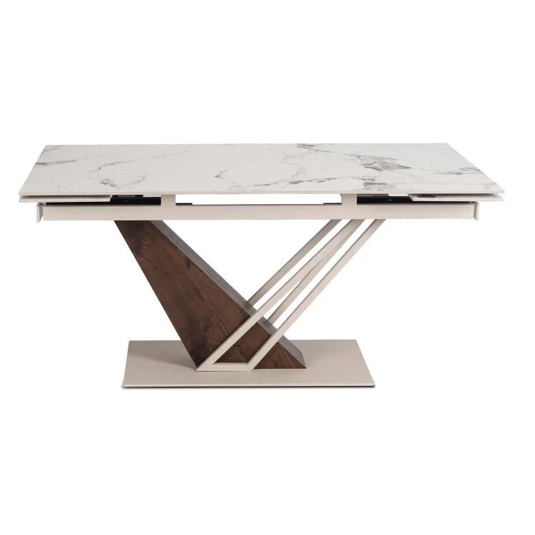 Stół do jadalni NEXO Ceramiczny Rozkładany 160-220 cm Biały Marmur/Kaszmir