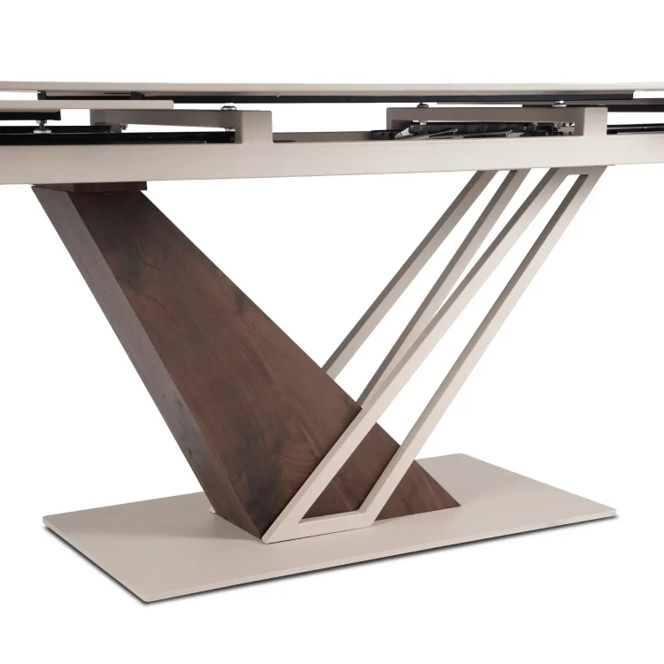 Stół do jadalni NEXO Ceramiczny Rozkładany 160-220 cm Biały Marmur/Kaszmir