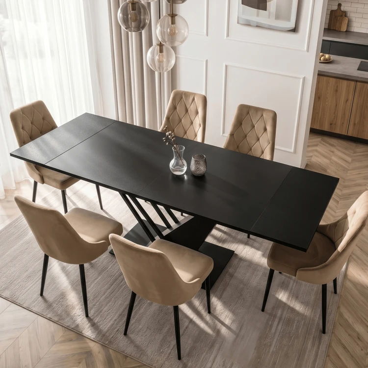 Stół do jadalni NEXO Ceramiczny Rozkładany 160-220 cm Biały Marmur/Kaszmir