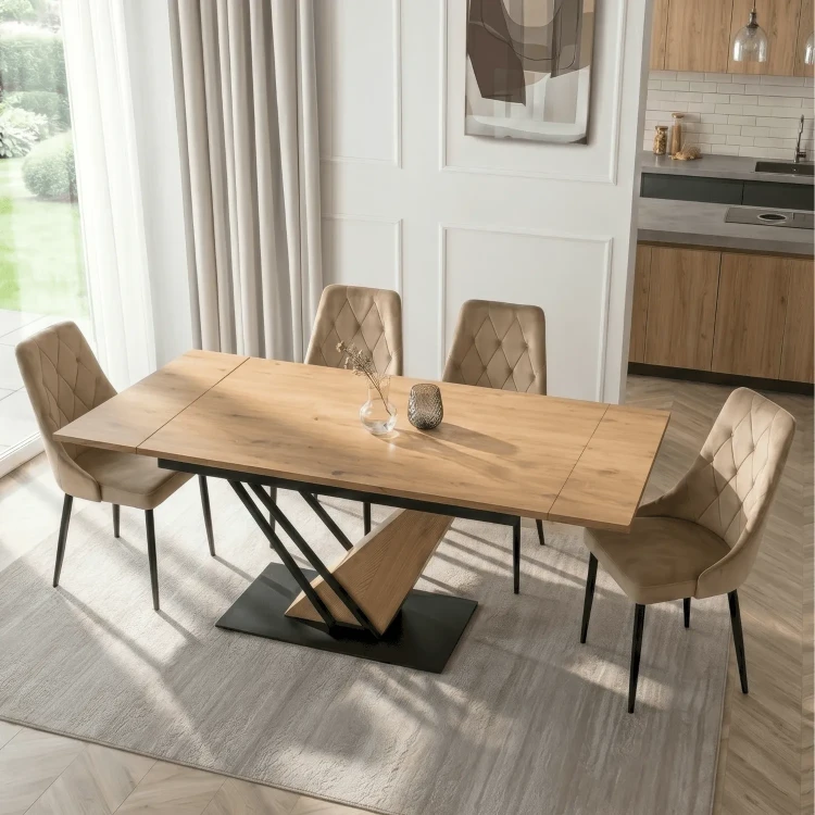 Stół do jadalni NEXO Ceramiczny Rozkładany 160-220 cm Dąb/Czarny