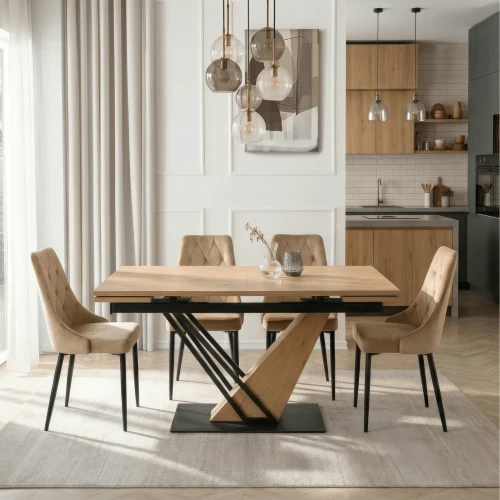 Stół do jadalni NEXO Ceramiczny Rozkładany 160-220 cm Dąb/Czarny