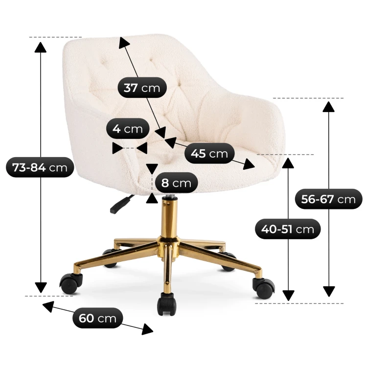 Fotel obrotowy Prestige Kremowy Boucle/ Złota Noga