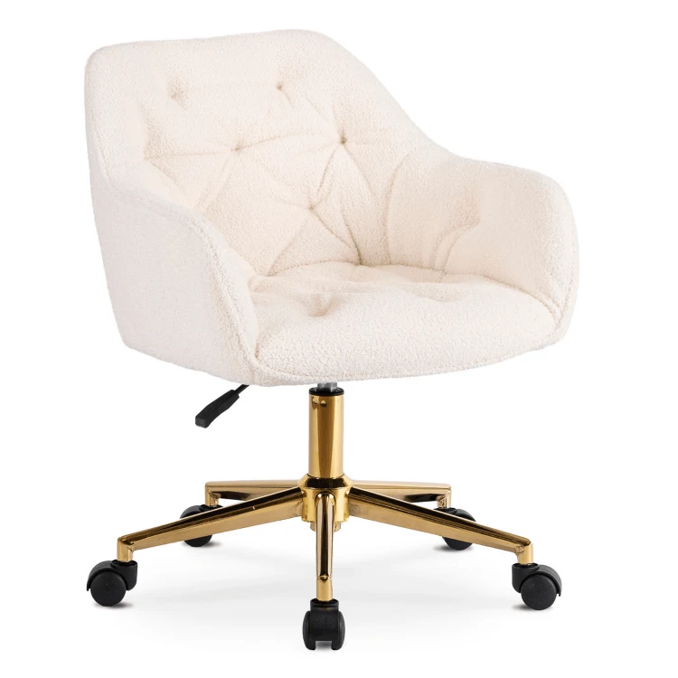 Fotel obrotowy Prestige Kremowy Boucle/ Złota Noga