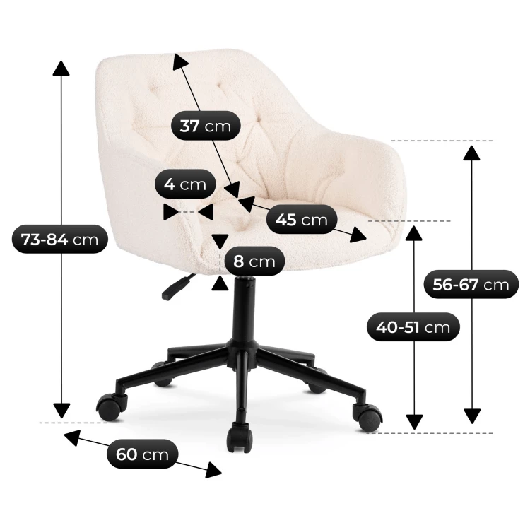 Fotel obrotowy Prestige Kremowy Boucle/ Czarna noga