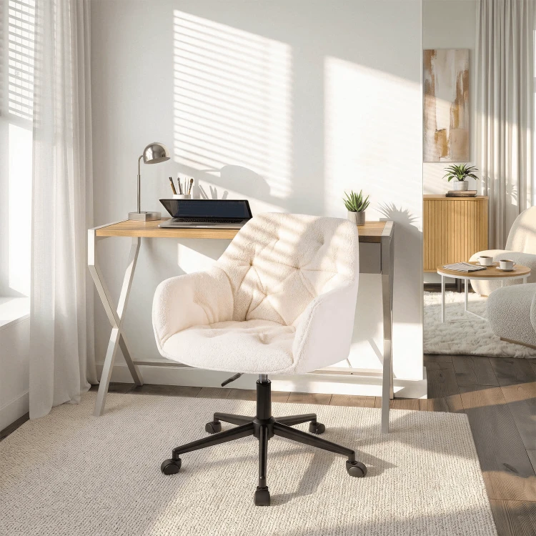 Fotel obrotowy Prestige Kremowy Boucle/ Czarna noga