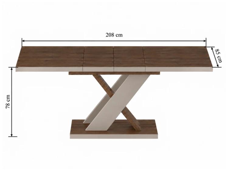 Stół do jadalni FERRO rozkładany 85x138–208 cm Kolor Orzech/Kaszmir