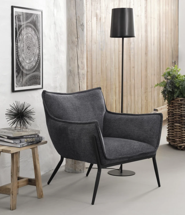 Fotel wypoczynkowy CARL ciemnoszary – nowoczesny komfort i elegancja